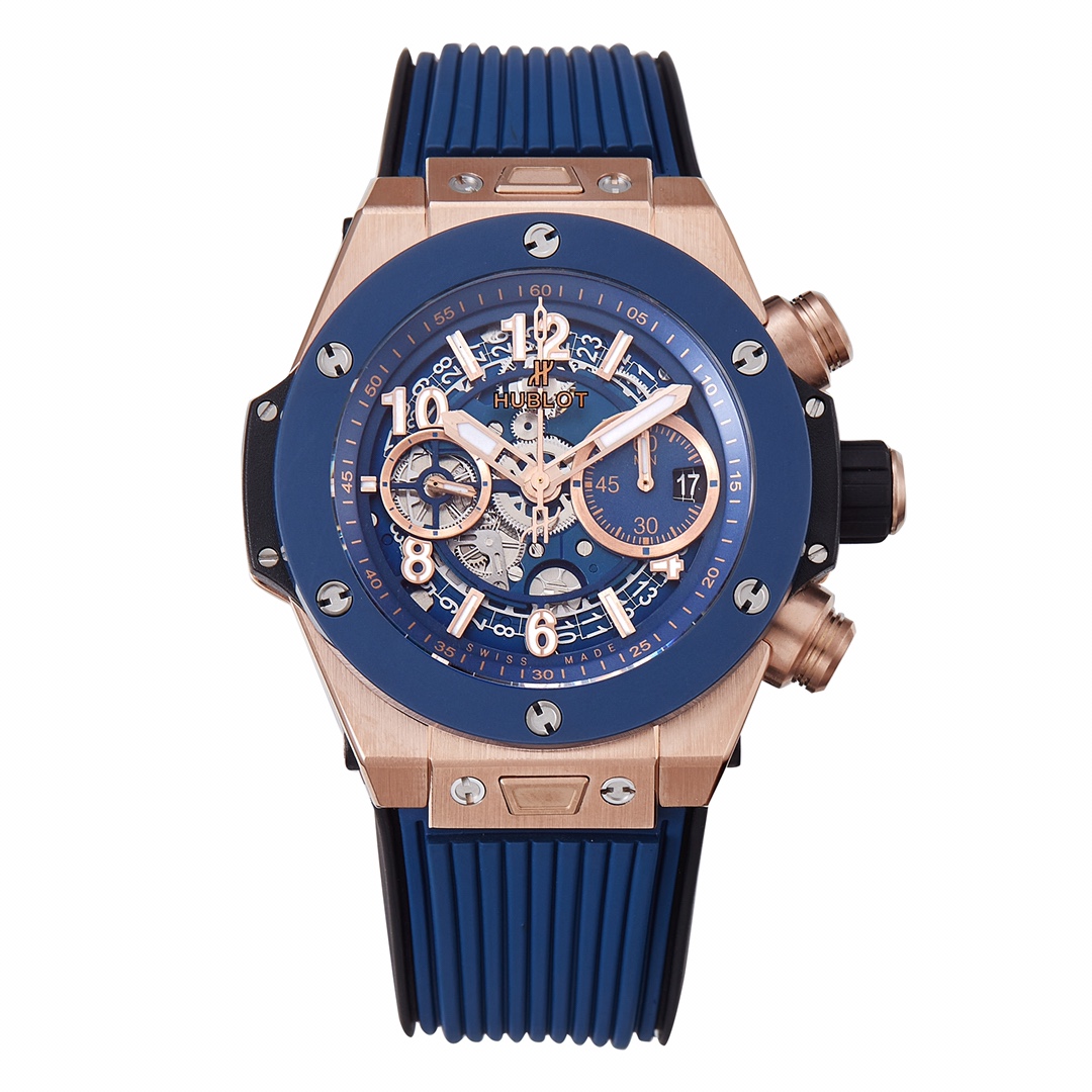 위블로 HUBLOT 빅뱅 우 니코 킹 골드 블루