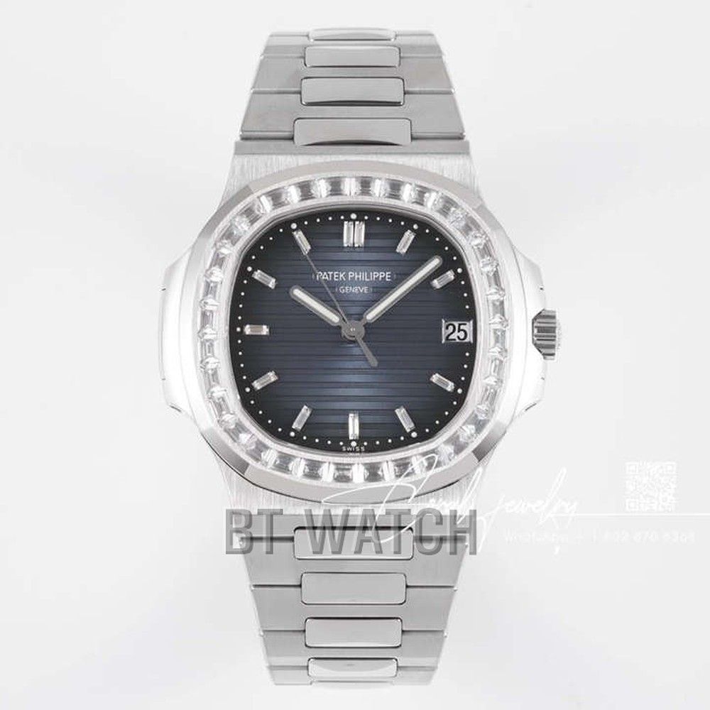 파텍필립 노틸러스 청판 다이얼 5711 바게트 다이아 베젤 40mm Patek Philippe Nautilus