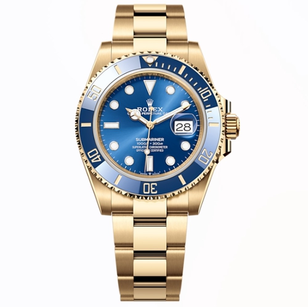 로렉스 서브마리너 구 데이트 옐로우골드 블루 40mm 904L Rolex Submariner