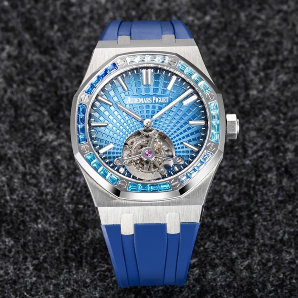 오데마피게 로얄오크 뚜르비옹 다이아/쥬얼 베젤 블루다이얼 41mm Audemars Piguet Royal Oak