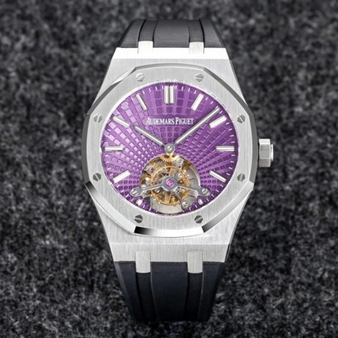오데마피게 로얄오크 뚜르비옹 스틸 퍼플다이얼 41mm Audemars Piguet Royal Oak