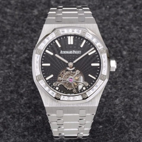 오데마피게 로얄오크 뚜르비옹 스틸 다이아/쥬얼 베젤 블랙다이얼 41mm Audemars Piguet Royal Oak