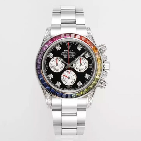 롤렉스 데이토나 검판 레인보우 다이아 베젤 40mm Rolex Daytona