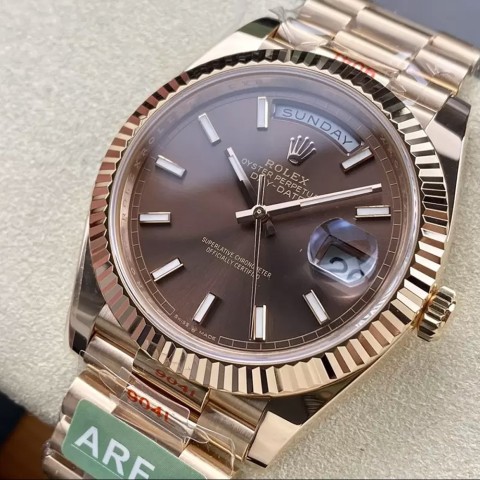 롤렉스 데이데이트 브라운 인덱스 다이얼 로골 40mm Rolex Daydate
