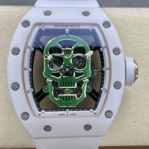 리차드밀 RM52-01 화이트 세라믹 그린 스컬 다이얼 Richard Mille