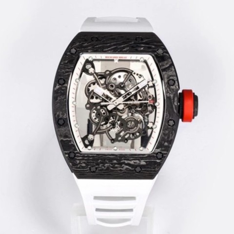 리차드밀 블랙 카본 뚜르비옹 화이트 러버밴드 레드 RM-055 Richard Mille