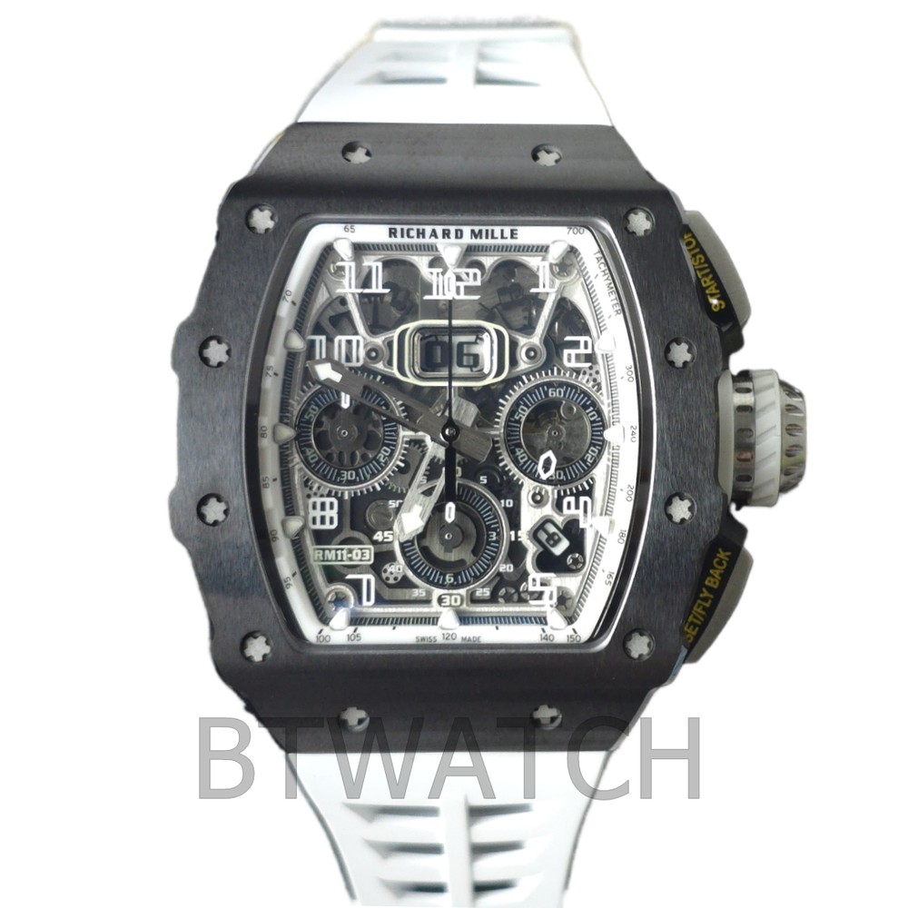 리차드밀 RM11-03 블랙 세라믹 베젤 화이트 러버밴드 Richard Mille