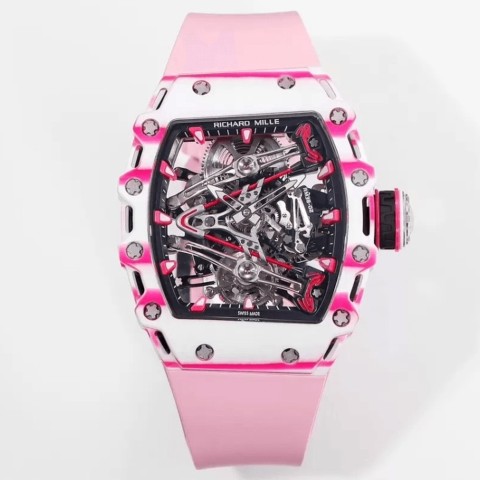 리차드밀 RM 38-02 투르비용 부바 왓슨 화이트 핑크 카본 케이스 블랙 포인트 Richard Mille