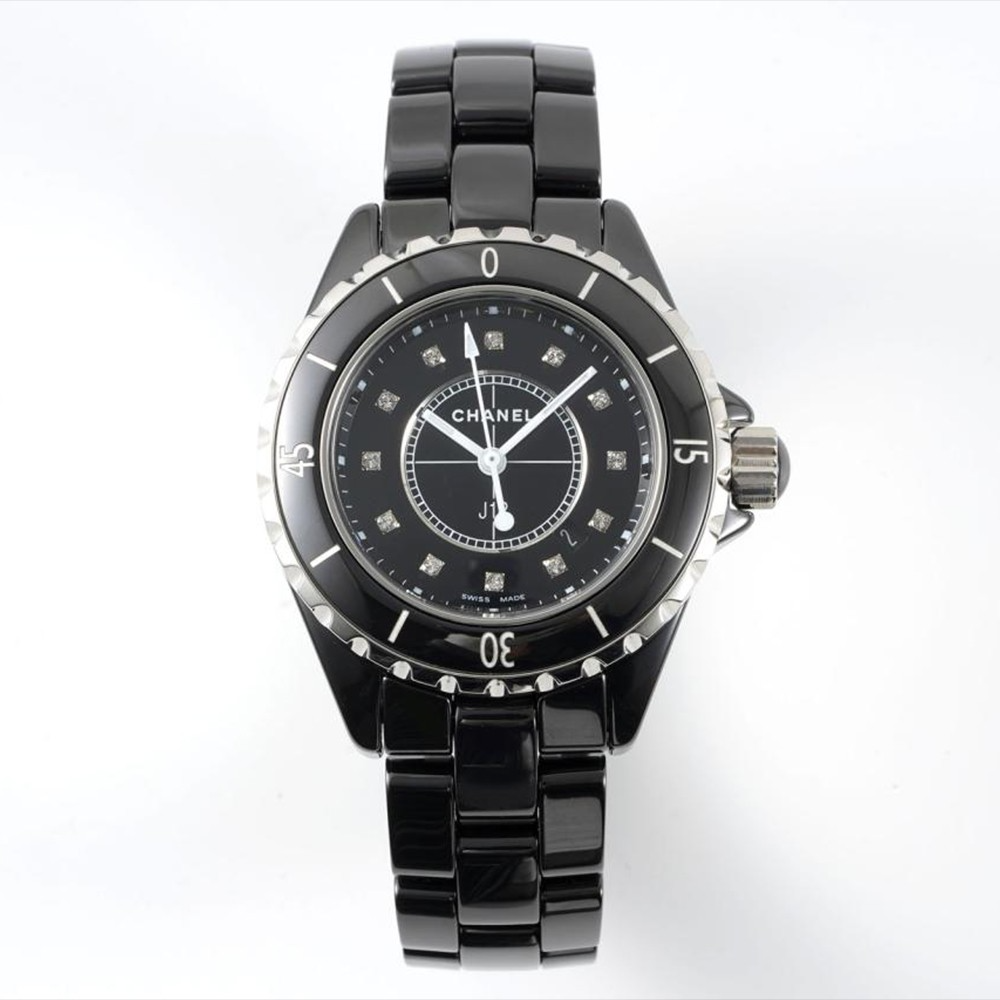 샤넬 J12 다이아몬드 블랙 세라믹 여성용 시계 33mm H1625