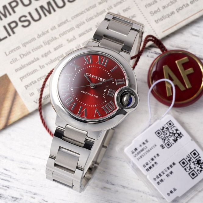 AF공장 발롱 블루 드 까르띠에 레드 다이얼 33mm WSBB0044