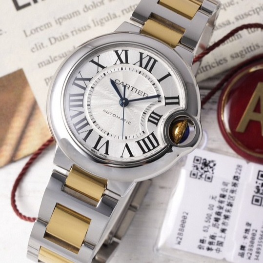 AF공장 발롱 블루 드 까르띠에 화이트 다이얼 콤비 33mm WSBB0044
