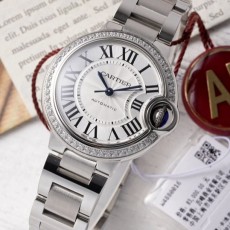 AF공장 발롱 블루 드 까르띠에 화이트 다이아 베젤 33mm WSBB0044