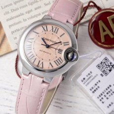 AF공장 발롱 블루 드 까르띠에 살구 다이얼 가죽 스트랩 33mm WSBB0044