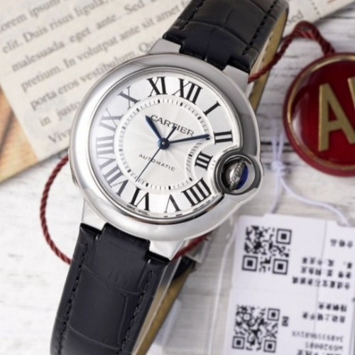AF공장 발롱 블루 드 까르띠에 화이트 다이얼 가죽 스트랩 33mm WSBB0044
